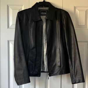 Women's Black Leather Jacket L